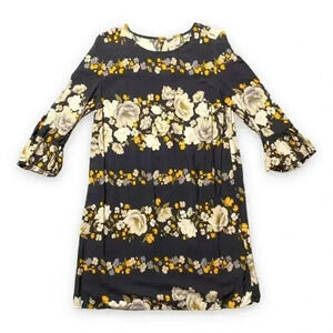 Old Navy 3/4 Ruffle Sleeve  Gray with Floral Print Back Cutout Mini Dress